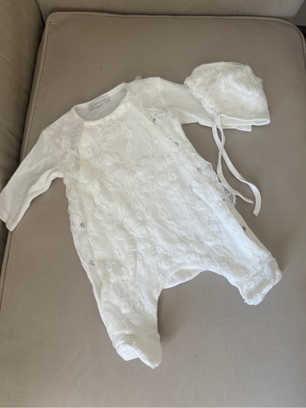 Choupette Luxury Newborn Lace Romper & Bonnet Set (2 Available for Twins)